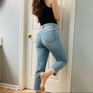 BDG Urban Outfitters High-Waisted Slim Straight Jeans Raw Hem